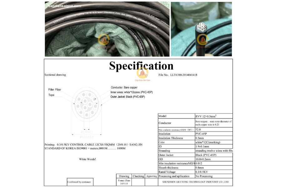 Cáp Điều Khiển Sangjin Không Lưới 12 Core x 1,25 mm² (Sangjin RVV 12x1,25mm²): Giải Pháp Tối Ưu Cho Hệ Thống Điều Khiển Công Nghiệp